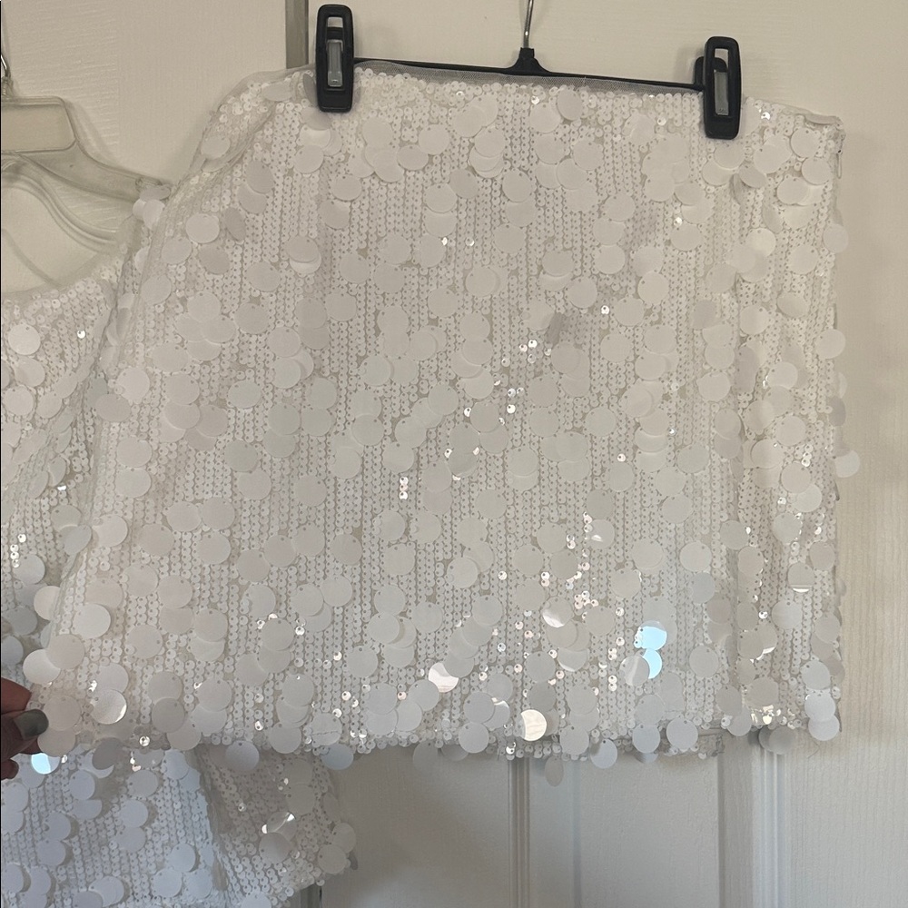 🔥🔥Mable White Sequin tank and mini skirt set - Picture 5 of 16